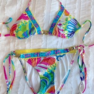 Trina Turk colorful bikini with gold details
